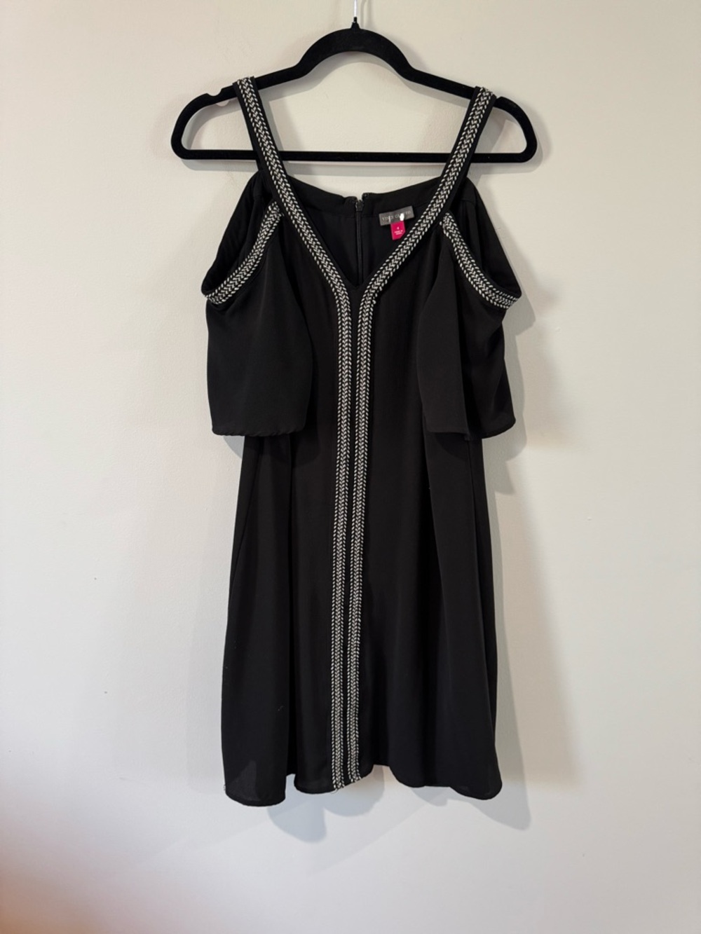Vince Camuto Black Cold-Shoulder Mini with Silver Trim